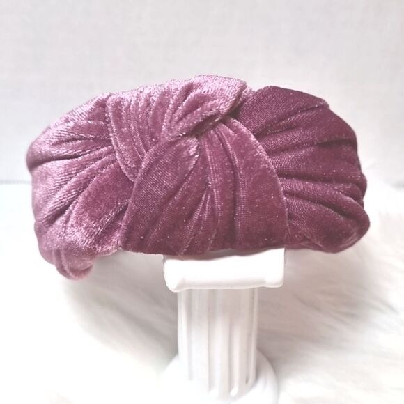 WIDE PURPLE VELVET TOP KNOT HEADBAND fall christmas - Picture 2 of 8
